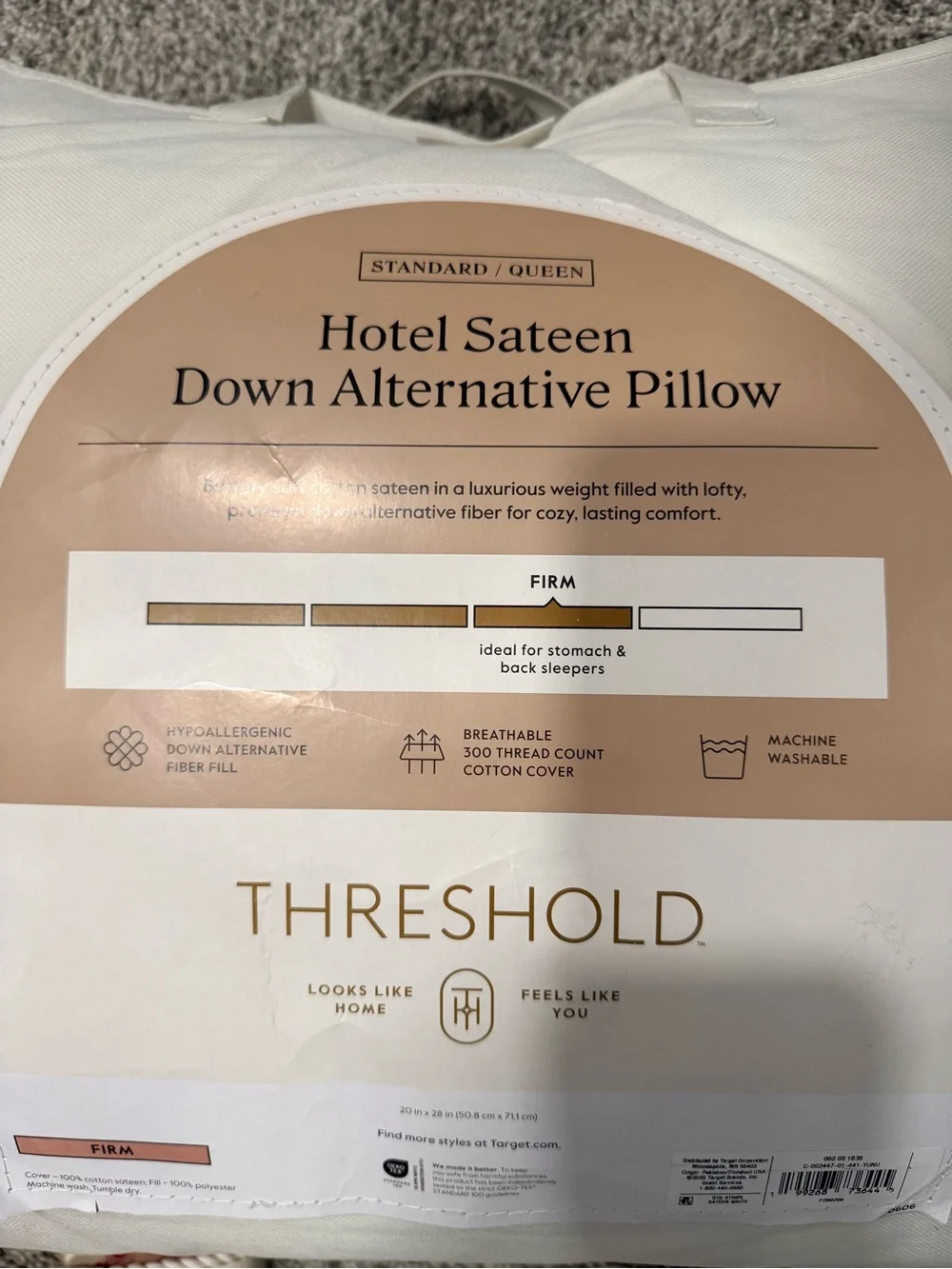 Threshold Hotel Sateen Down Alternative Pillow - White